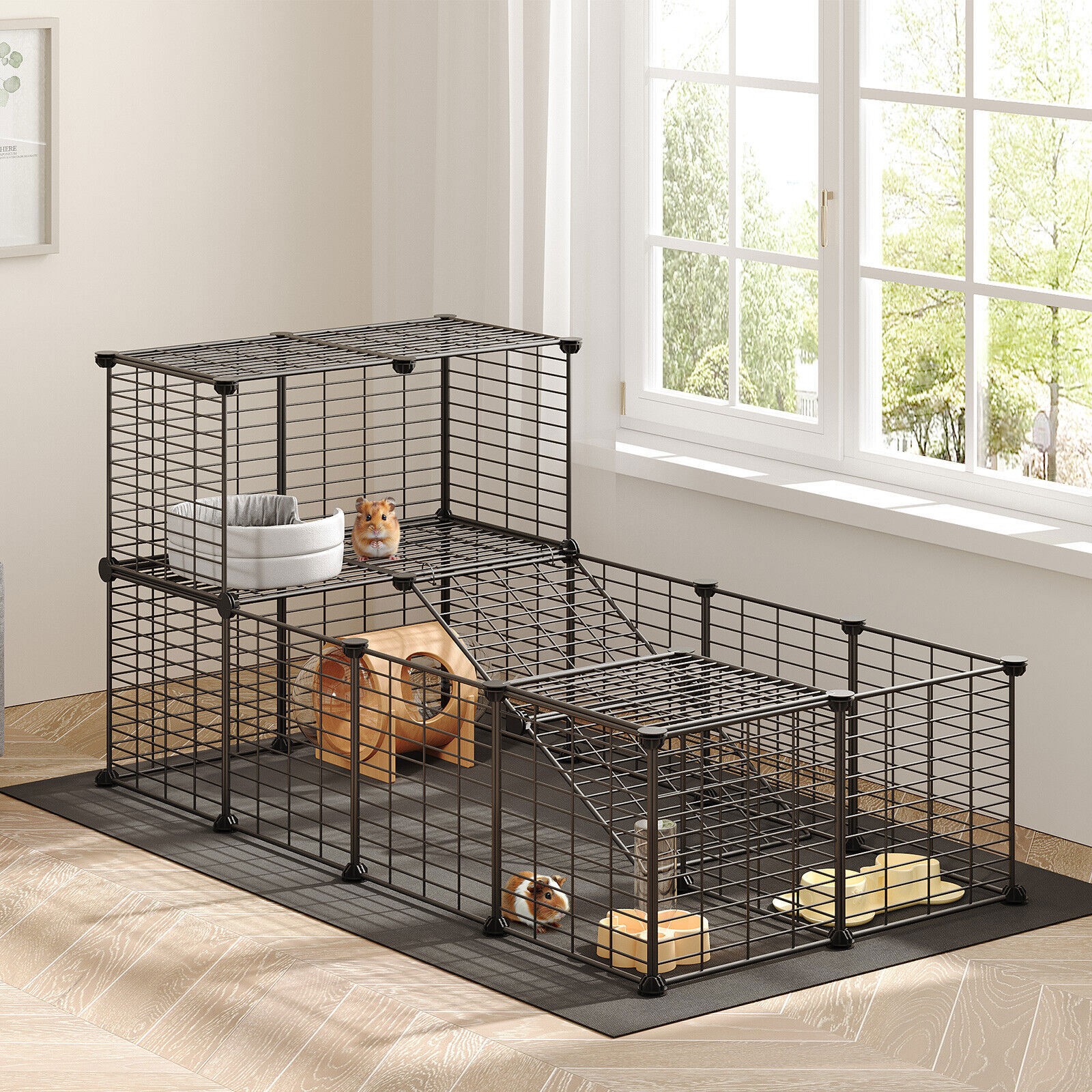 HOOBRO Guinea Pig Cage with Waterproof Mat 24 Panels Small Animal Playpen