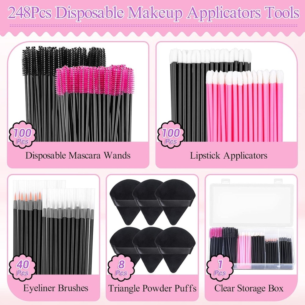 248 Pcs Disposable Makeup Applicators | Disposable Makeup Applicator Kit