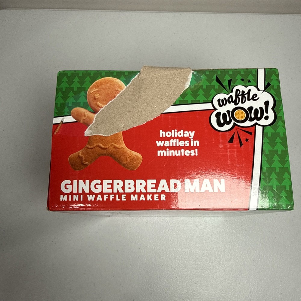 Waffle Wow! Gingerbread Man Mini Waffle Maker New Open Box