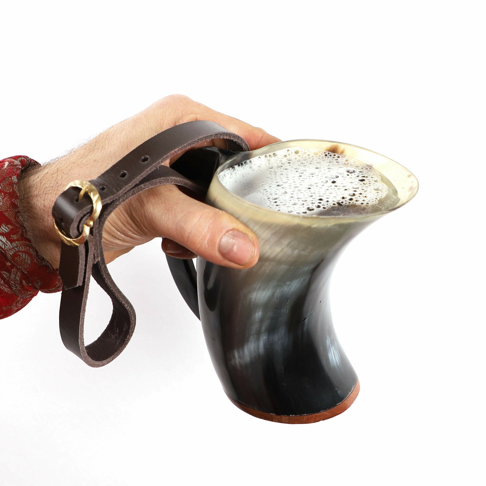 Medieval Drinking Horn with Leather Strap Bovine Ale Viking Tankard 300 ML