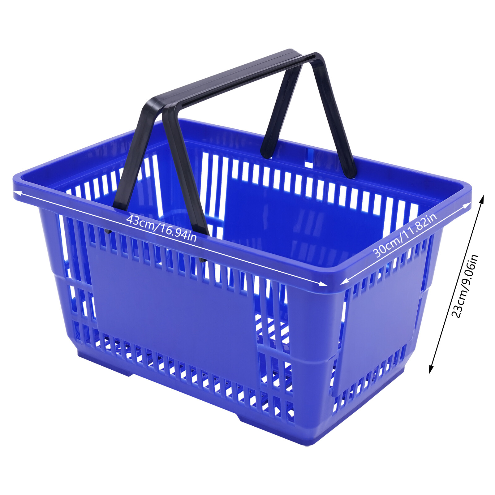 12x Shopping Baskets With Handles Retail Store Supermarket Baskets Stackable .