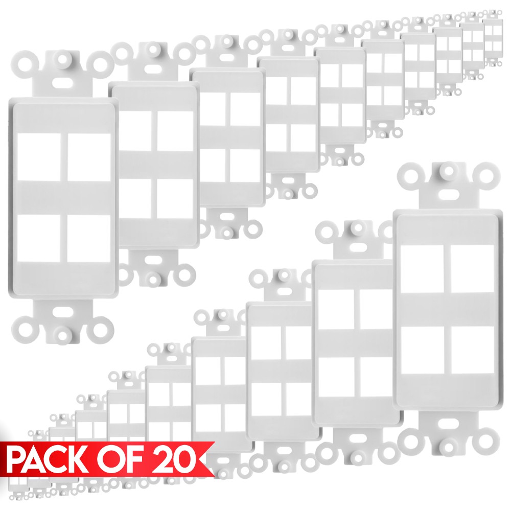 20 Pack Keystone Wall Plate Insert Decorative Wallplate Port Jack Insert White