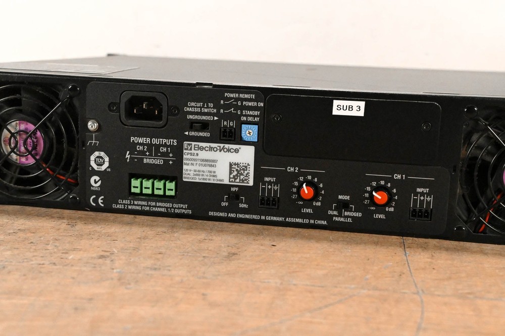 Electro-Voice (EV) CPS2.9 2-Channel Power Amplifier CG01TQB