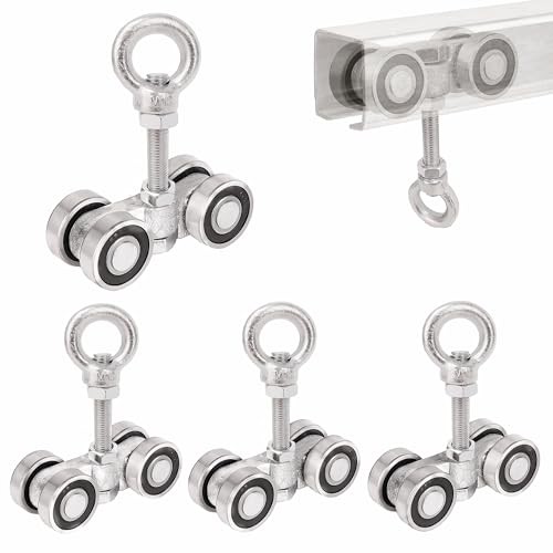 4 Wheel Trolley Assembly Rollers - 650lbs Heavy-Duty Roller with M12 Bolt & A2