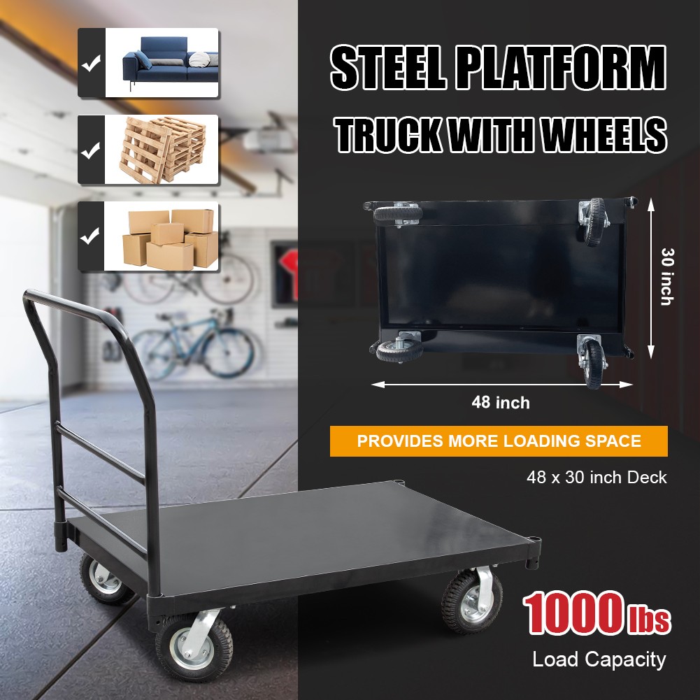 48"x 30" Portable Dolly Steel Platform Truck Industrial Push Cart1000lb Capacity