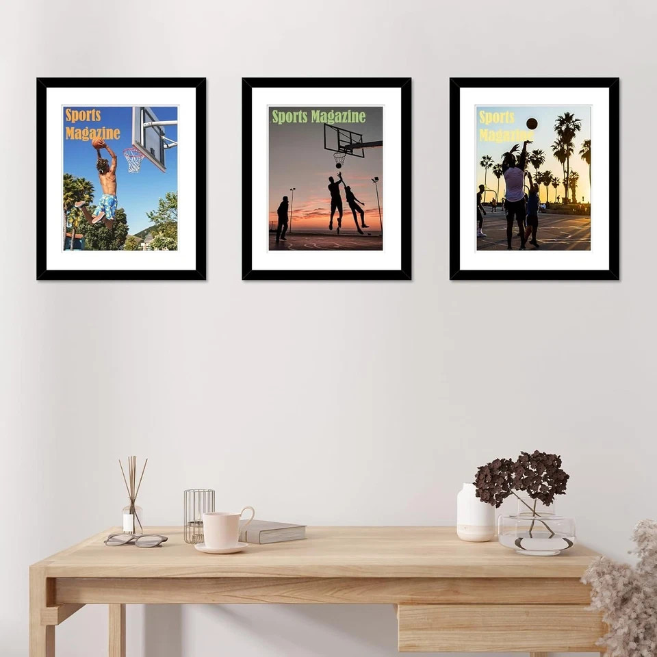 4-Pack Black Magazine Display Frames with Plexiglass for Wall Mounting