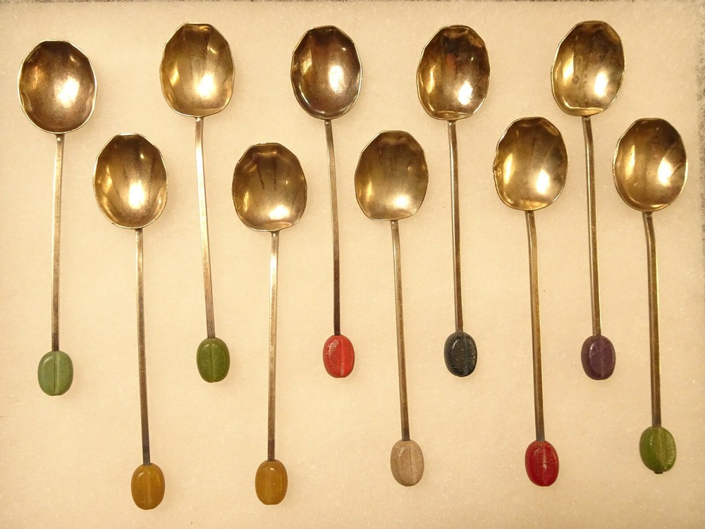 Antique Salt Spoons M & J Lot of 10 Silverplate Set
