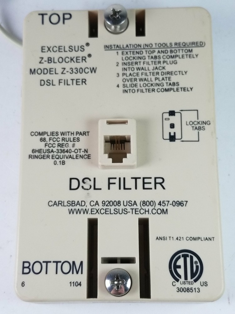 Excelsus Z-Blocker DSL Filter Wall Mount Model Z-330CW