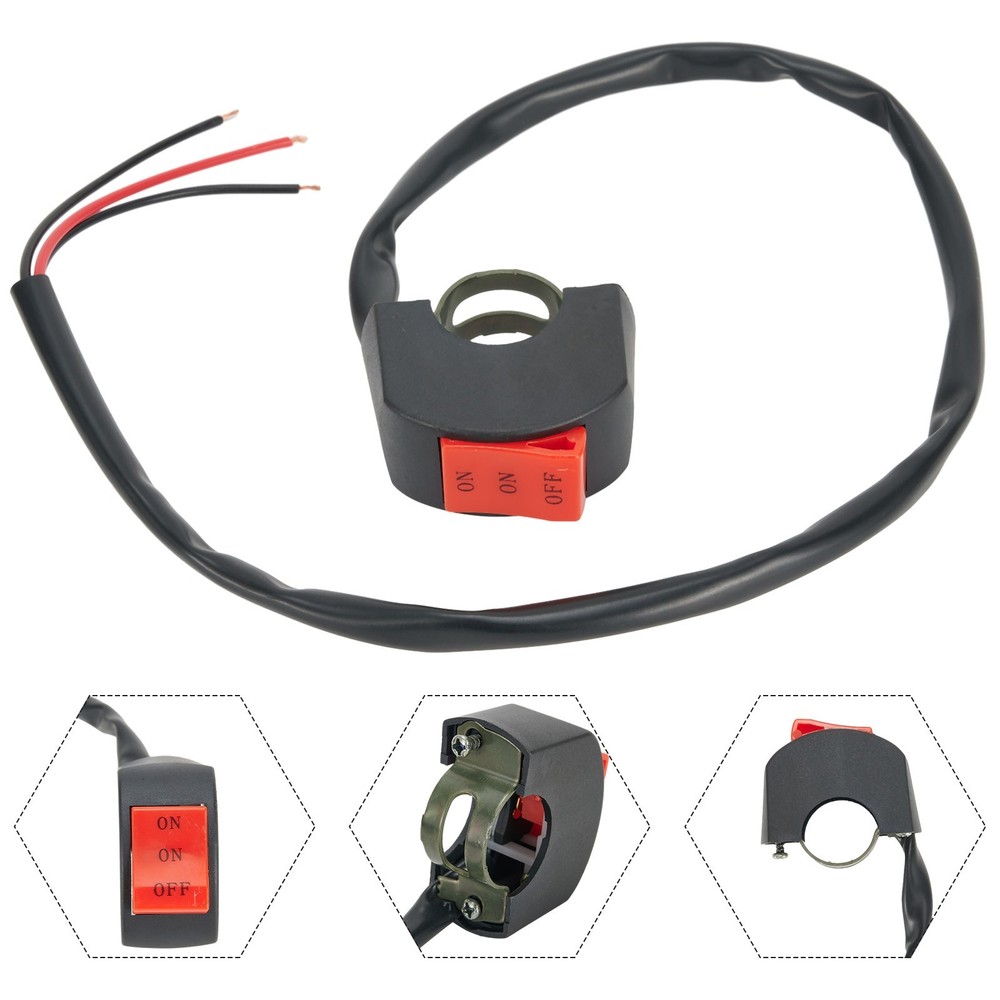 LED Headlight Switch Far Near 3-Line Motorcycle Handlebar Switch Button Part