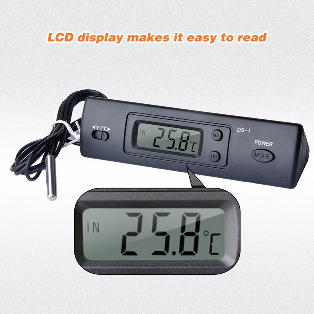 Car Thermometer LCD Screen Digital Clock Multi Function Temperature Display