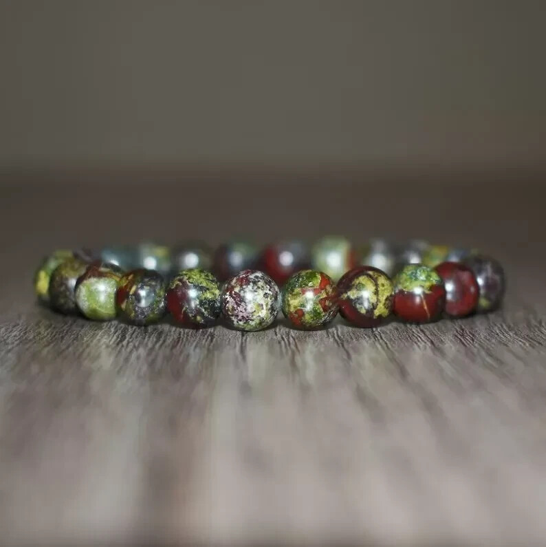 8mm Dragon Blood Stone Beads Stretch Bracelet for Women Men