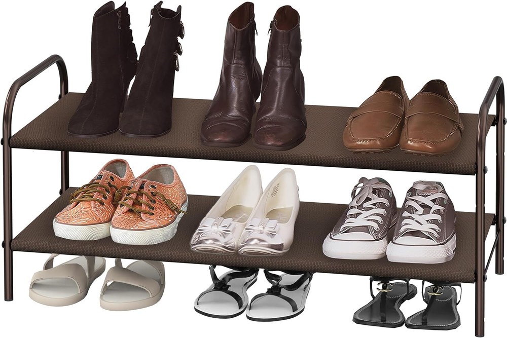 Simple Houseware 2-Tier Shoe Rack Storage Organizer, Bronze 2-Tier,