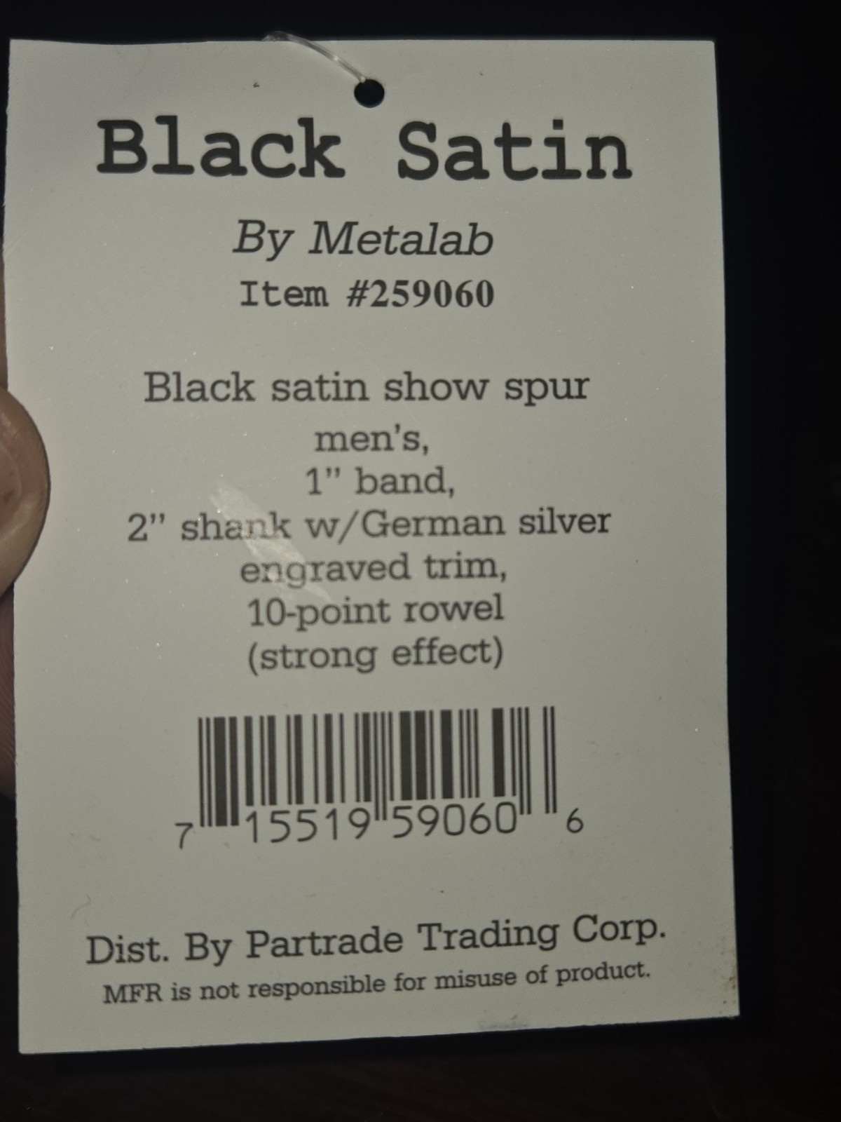 Men's Partrade/Metalab Black Western spurs w/German silver Aztec trim