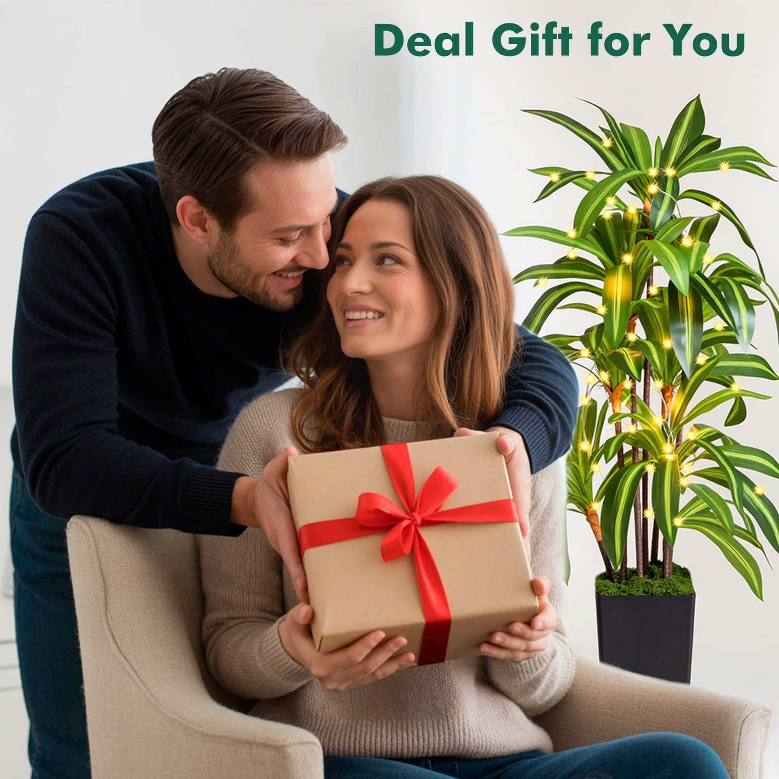 Artificial Dracaena Tree 5FT Fake Tree with Black Tall Planter Indoor Decor