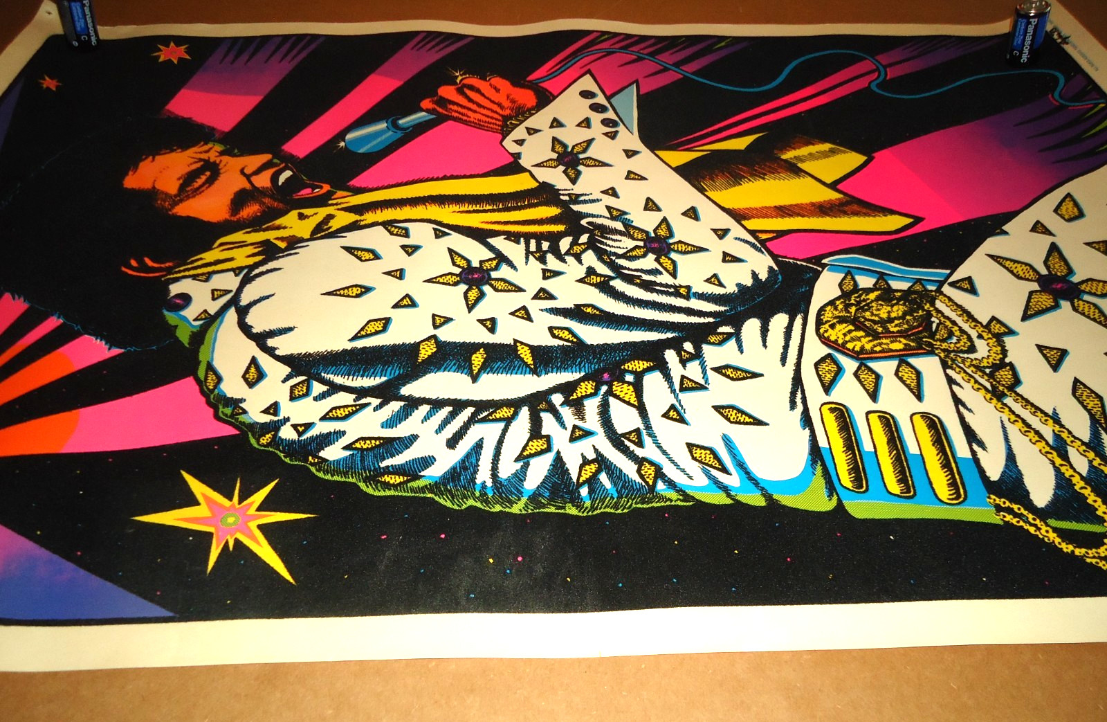 Authentic 1974 Elvis Presley Velvet Poster Blacklight Colorfull John Lykes Rare