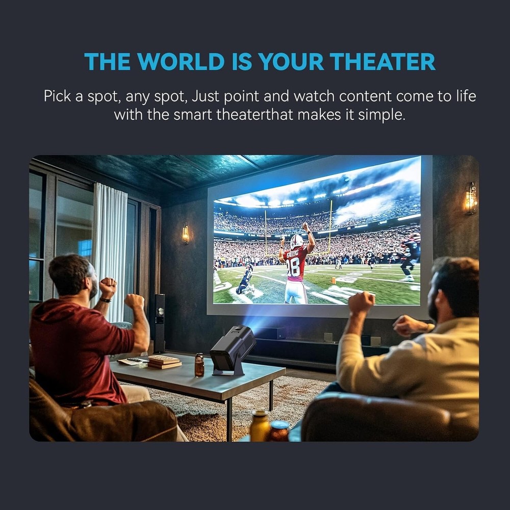 Mini Projector with WiFi and Bluetooth, 180°Rotatable Portable Projector, 1080P
