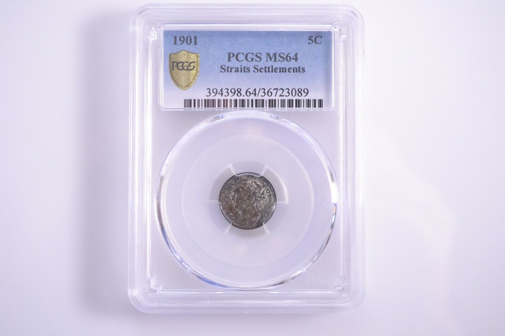 1901 Straits Settlements 5 Cents KM#10 PCGS MS64