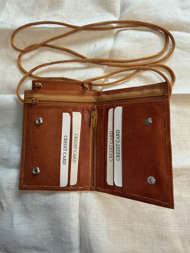 Genuine Leather Lanyard Wallet