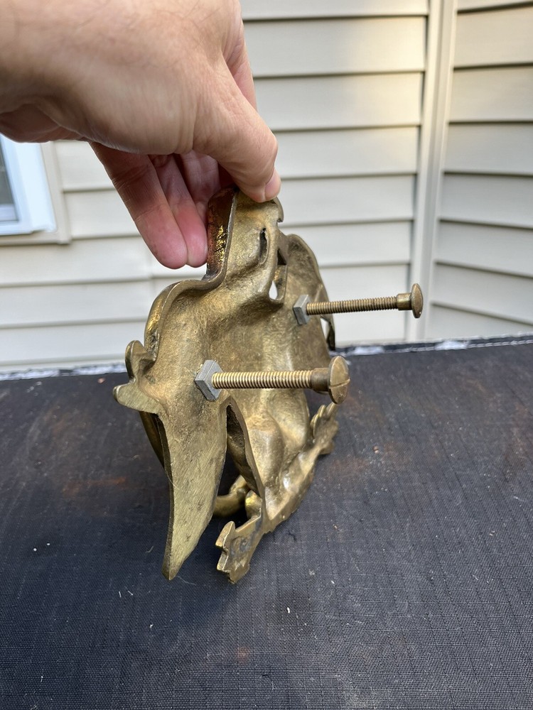 Vintage Solid Brass Heavy American Bald Eagle Door Knocker