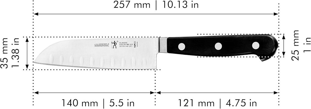 Classic Razor-Sharp Hollow Edge Santoku Knife 5 inch, German Engineered