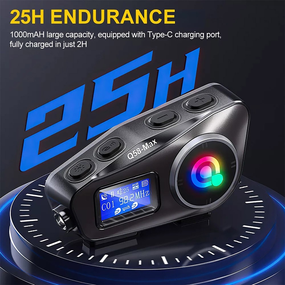 Motorcycle Intercom Helmet Bluetooth Headset LCD Waterproof double back clip