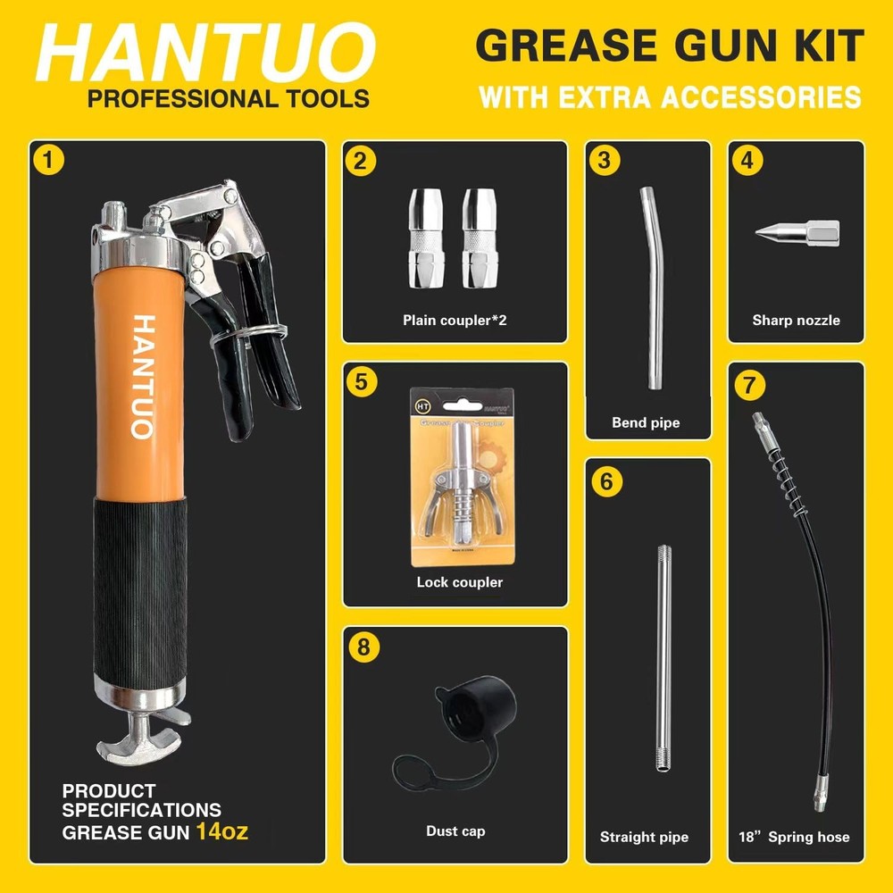 HANTUO Grease Gun with Quick Release Coupler