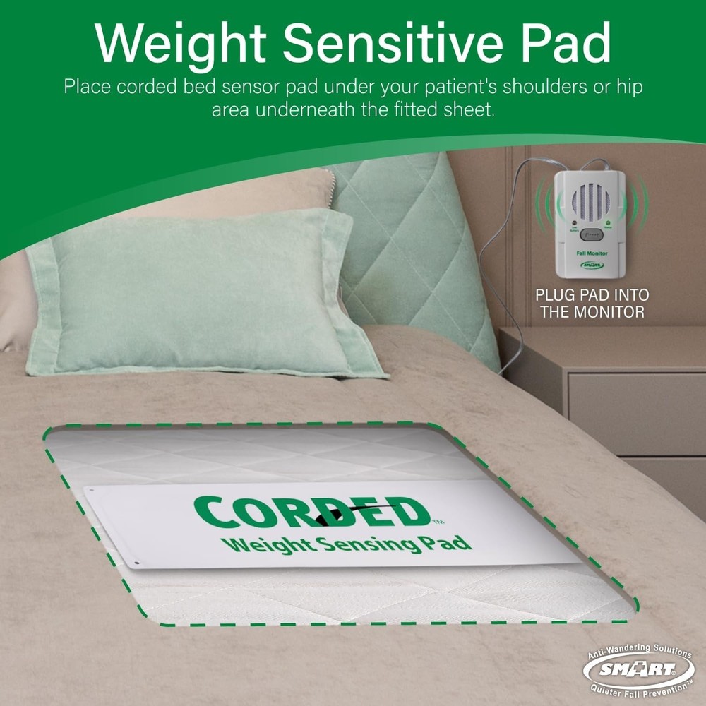 Durable Bed Exit Alert System - 10"x30" Pad for Immediate Senior Fall Prevention