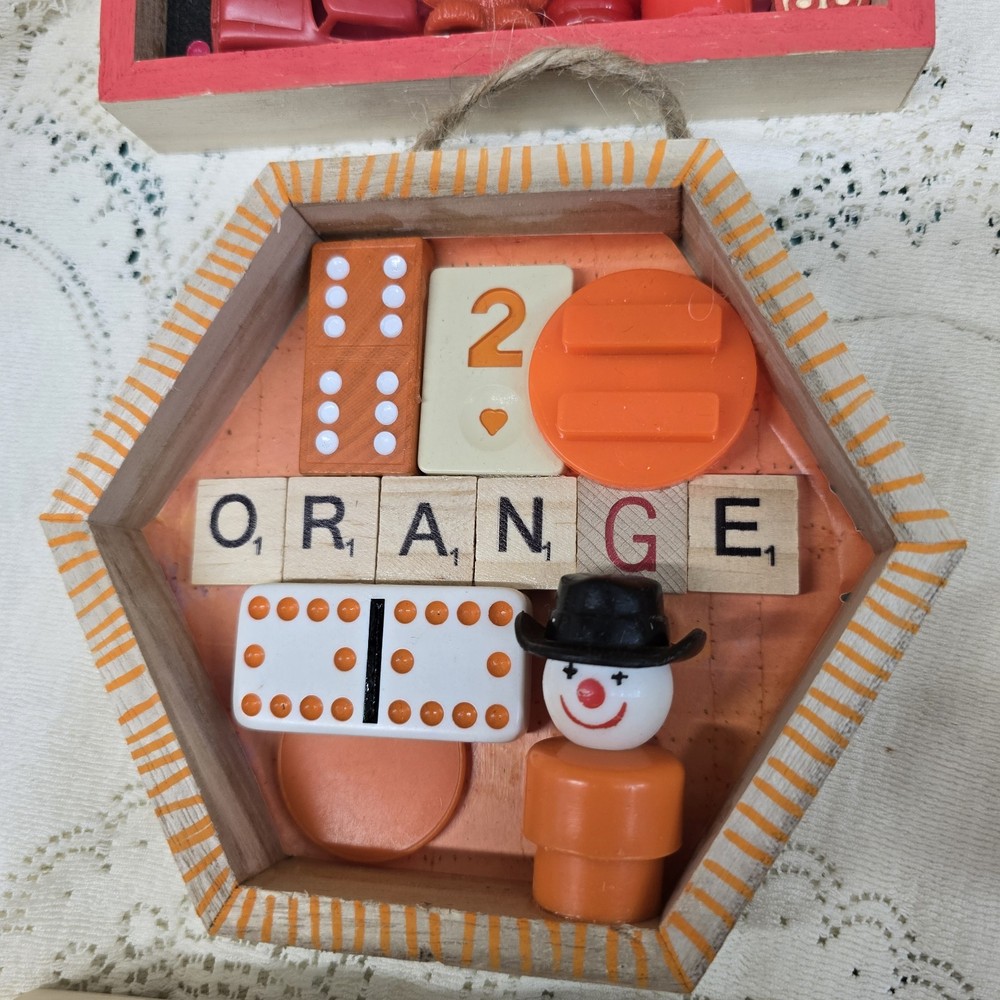 Upcycled Color Shadow Box Assemblage Nursery Art Rainbow + Pink