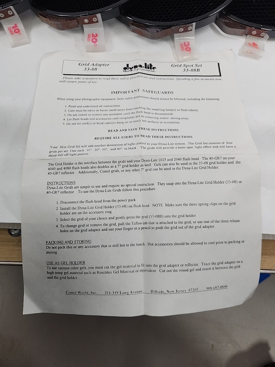 Dyna-Lite 33-07B Grid Spot Set 10° 20° 30° 40° for 33-08 & 40-GR7 7" Reflector