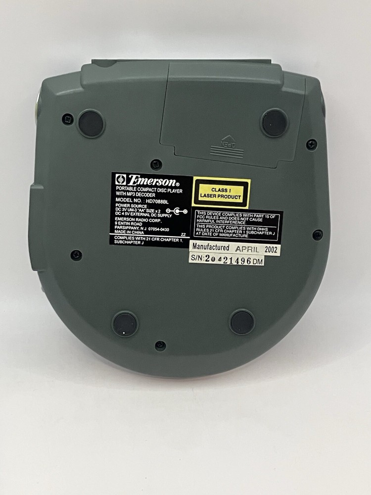 EMERSON Walkman Model HD7088BKL Portable CD Player