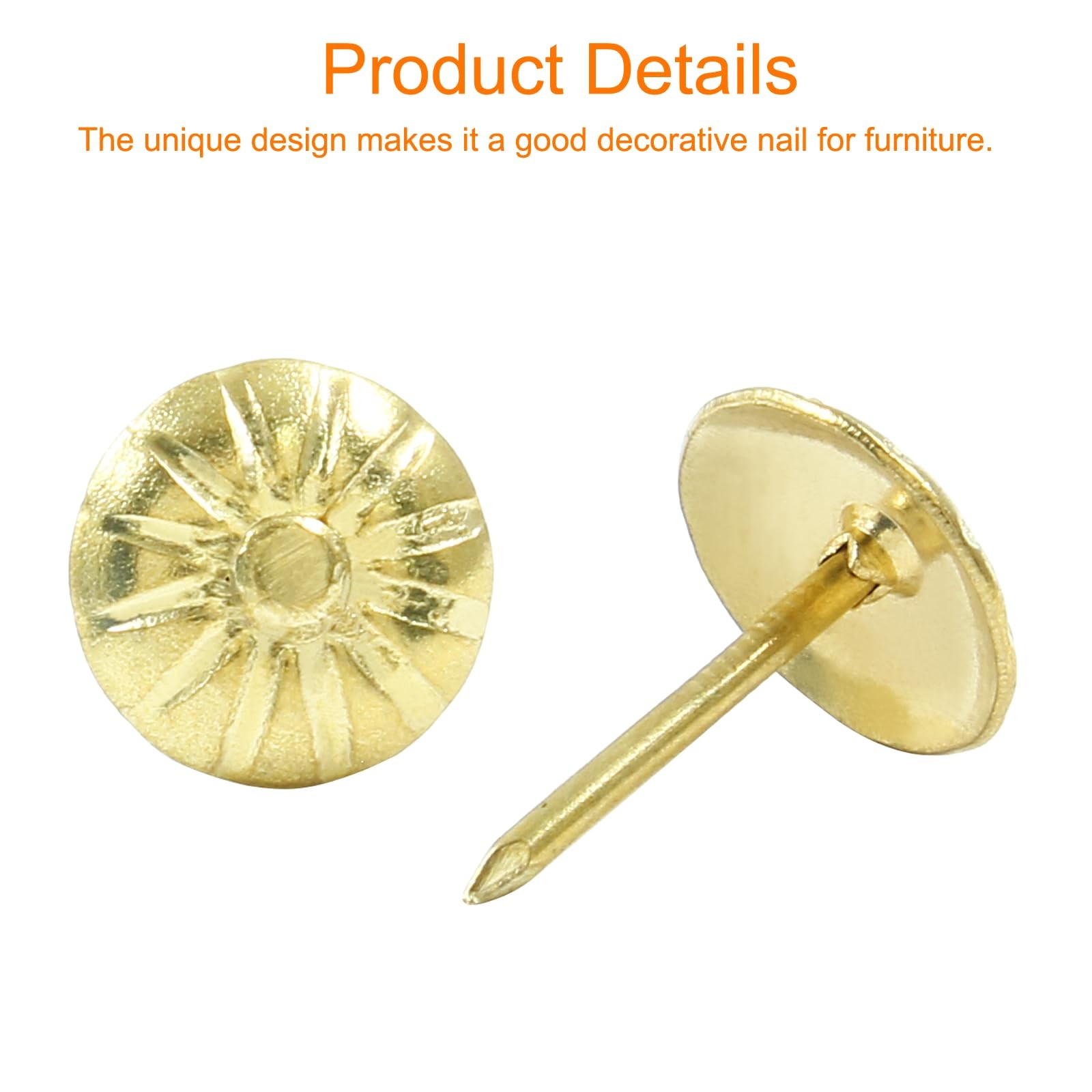 100pcs Brass Upholstery Tacks Decorative Nails Daisy Studs for Furniture