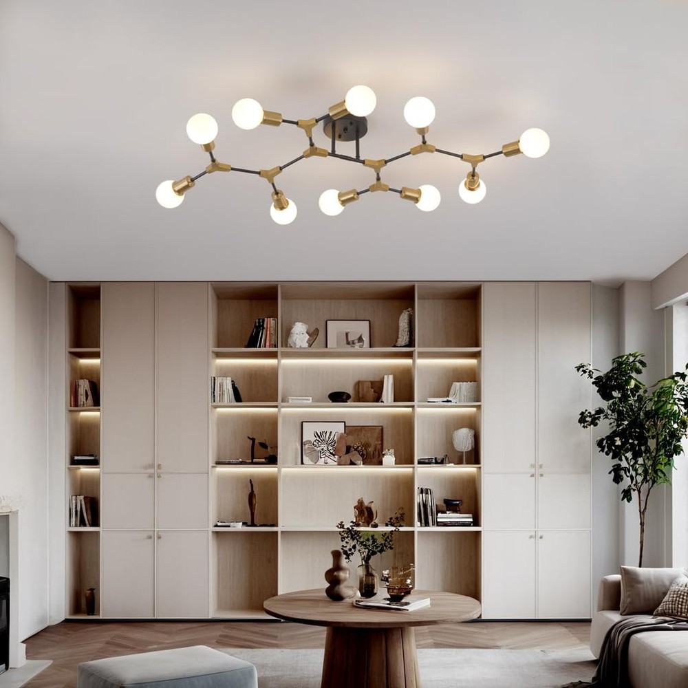 Mid Centur Modern 10 Light Semi Flush Mount Ceiling Lighting Fixture for Dini...