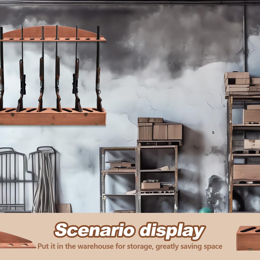 Wenqik Gun Rack with Lockers 10 Holders Solid Pine Wall Mounted Brown