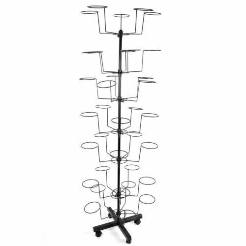 7 Tier Hat Display Retail Hat Rack Hanger Display Stand Rotating 35 Hat +Wheels