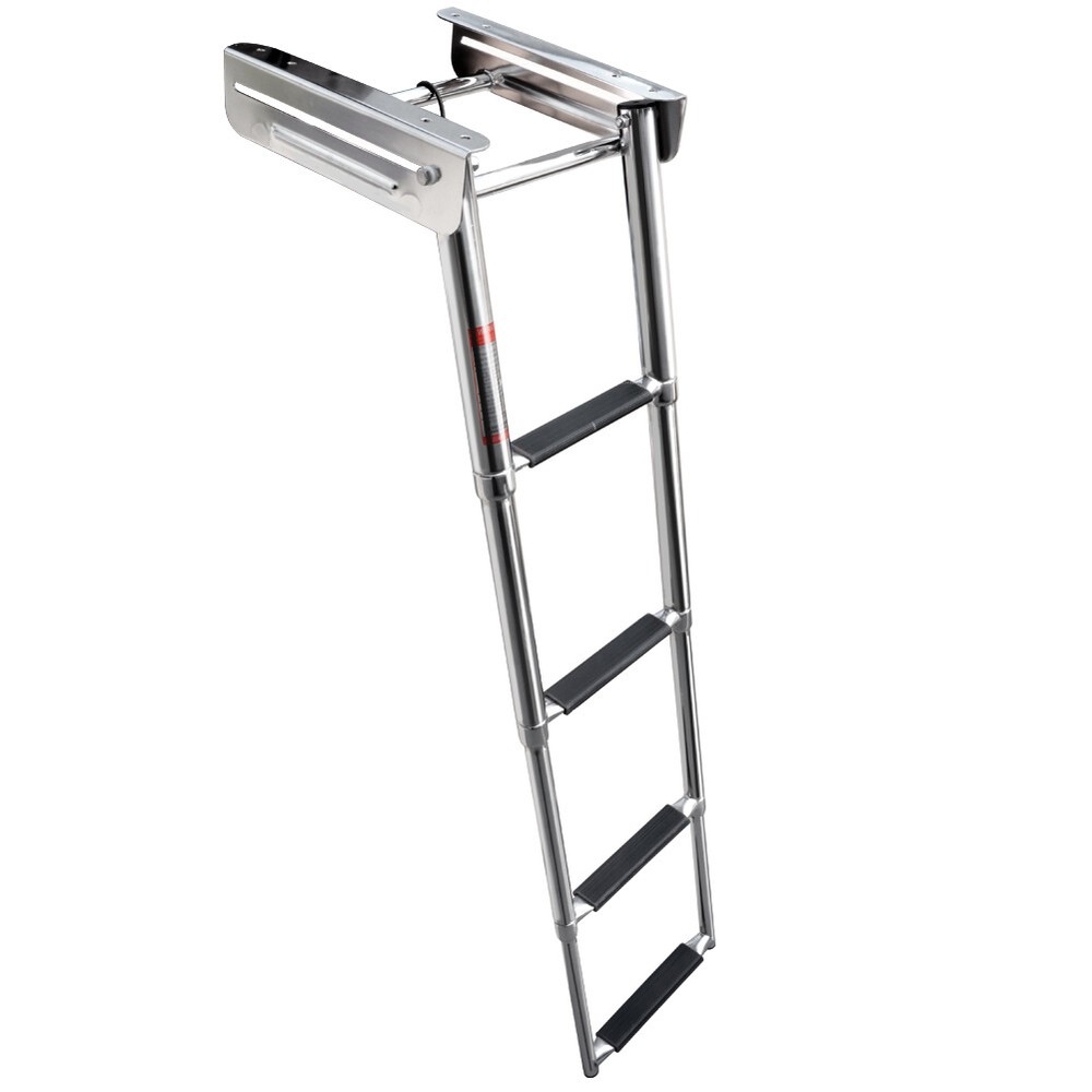 Telescoping Stainless Steel Slide Mount 4 Steps Boat Ladder Under Platform