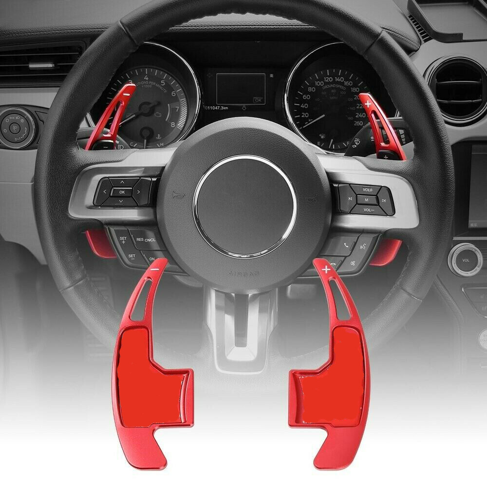 Red Steering Wheel Shift Paddle Shifter Cover Trim For Ford Mustang 2015-2022