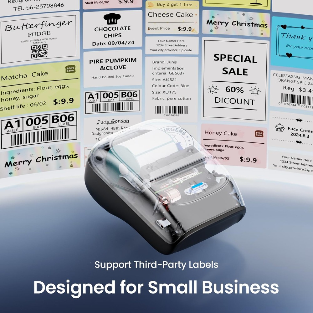 Label Maker Machine with Tape, 221B Thermal Bluetooth Label Printer 2 Inch Po...