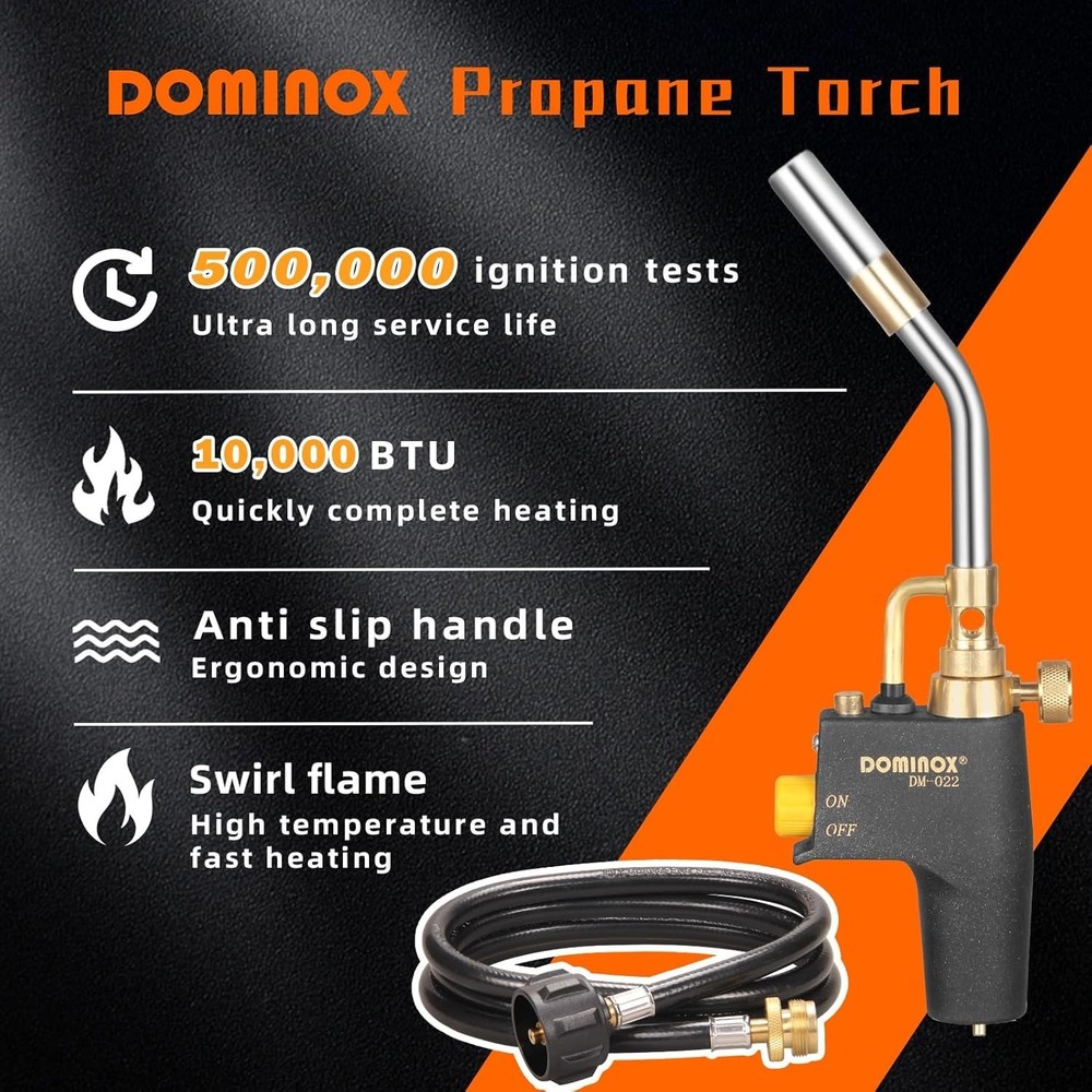 Compact Propane Torch with 5FT Hose - Efficient and Easy Ignition for All Tasks