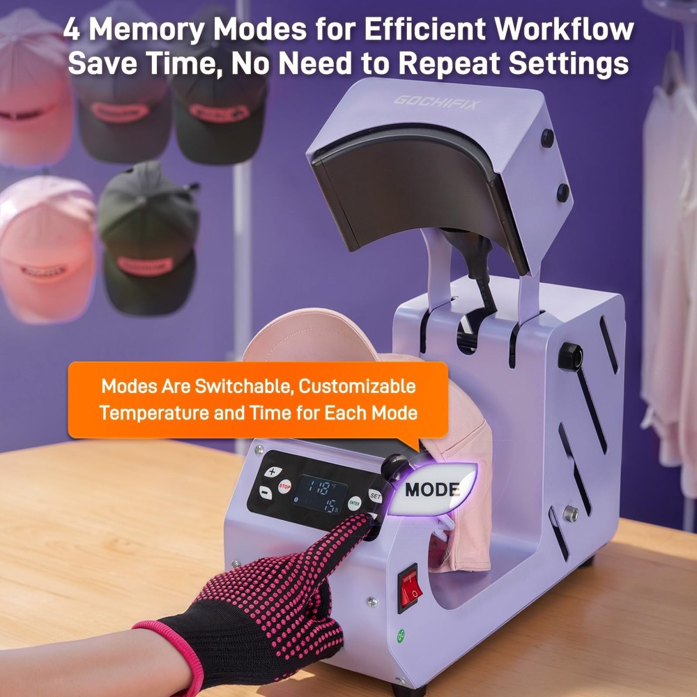 Auto Hat Heat Press Machine, Automatic Open/Release, 4 Memory Modes, Precise ...