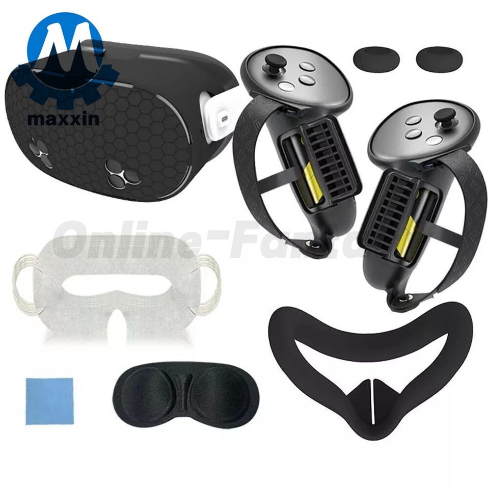 Silicone Case Protective Accessory Set for Meta Quest 3S with Controller Cover