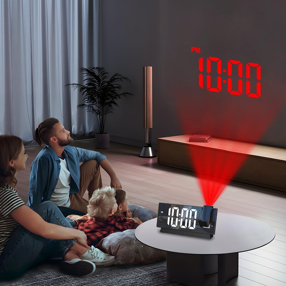 Projection Alarm Clock, 7.8" Mirror Digital Clock with 180° Rotatable Project...