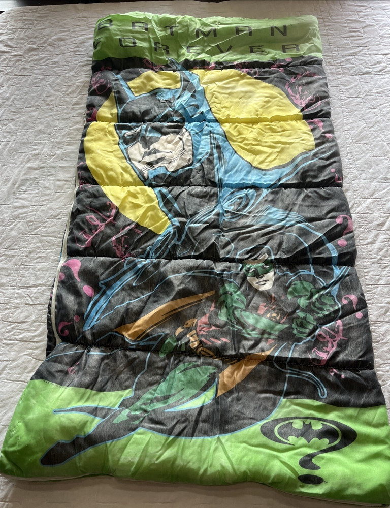 Vintage 1995 DC Comics Batman Forever Sleeping Bag 25” X 54”