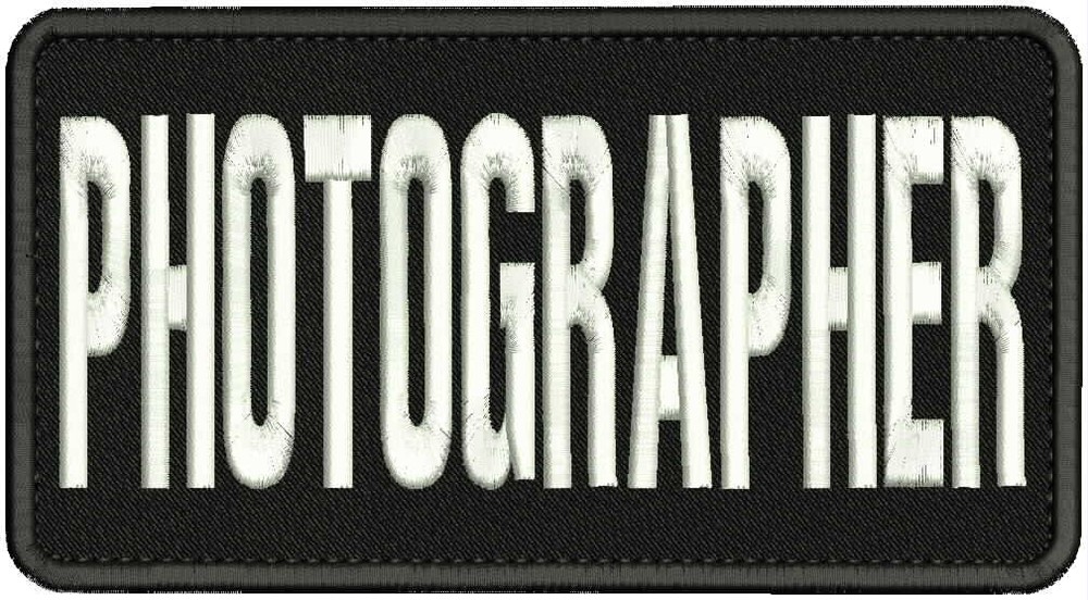 PHOTOGRAPHER embroidery patch 4x8 hook on back