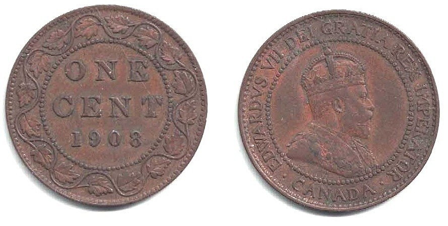 🍁 Canada 1908 Large Cent -- A Nice-looking Problem Free Lightly Circulated Coin