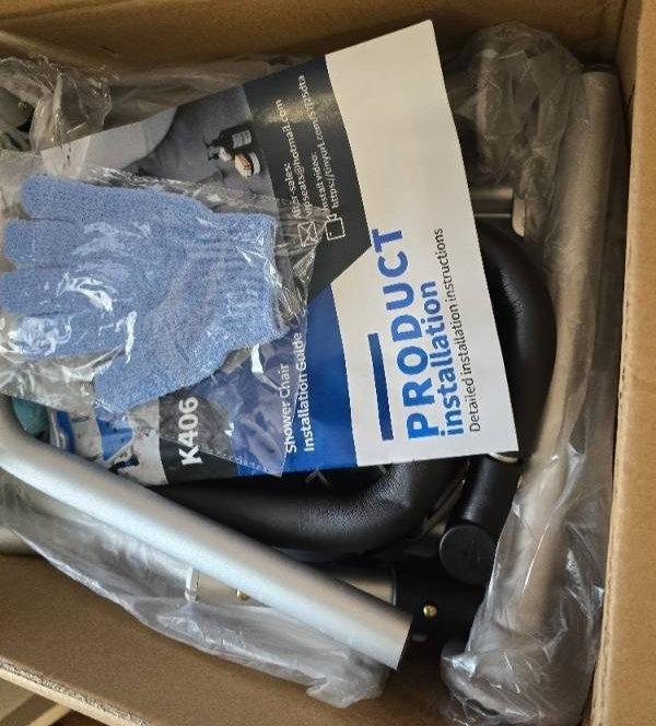 500lb Rotating Shower Chair w Arms & Back 360 Swivel Seat Aluminum XY‑K406