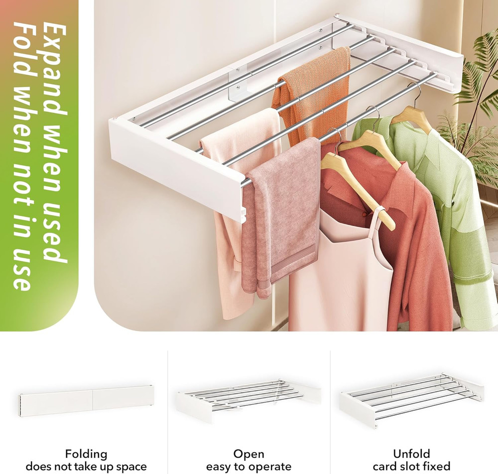 Wall Mounted Drying Rack,32 Inches,Foldbale, Clothes Drying Rack,Laundry Drying