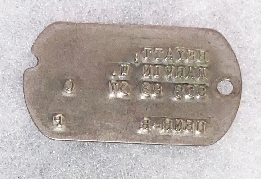 Post-WWII USNR Marvin Beyatt Single Dog Tag