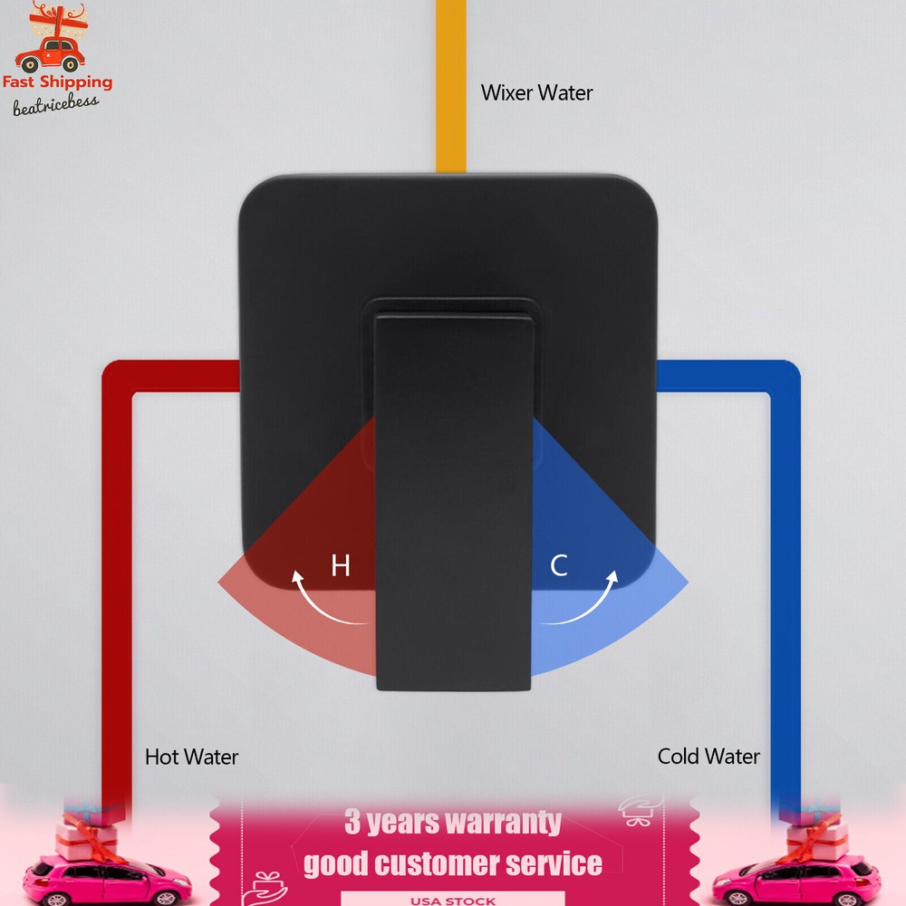 Single-function Shower Mixing Valve Wall Mount Black Shower Handle Valve Kit