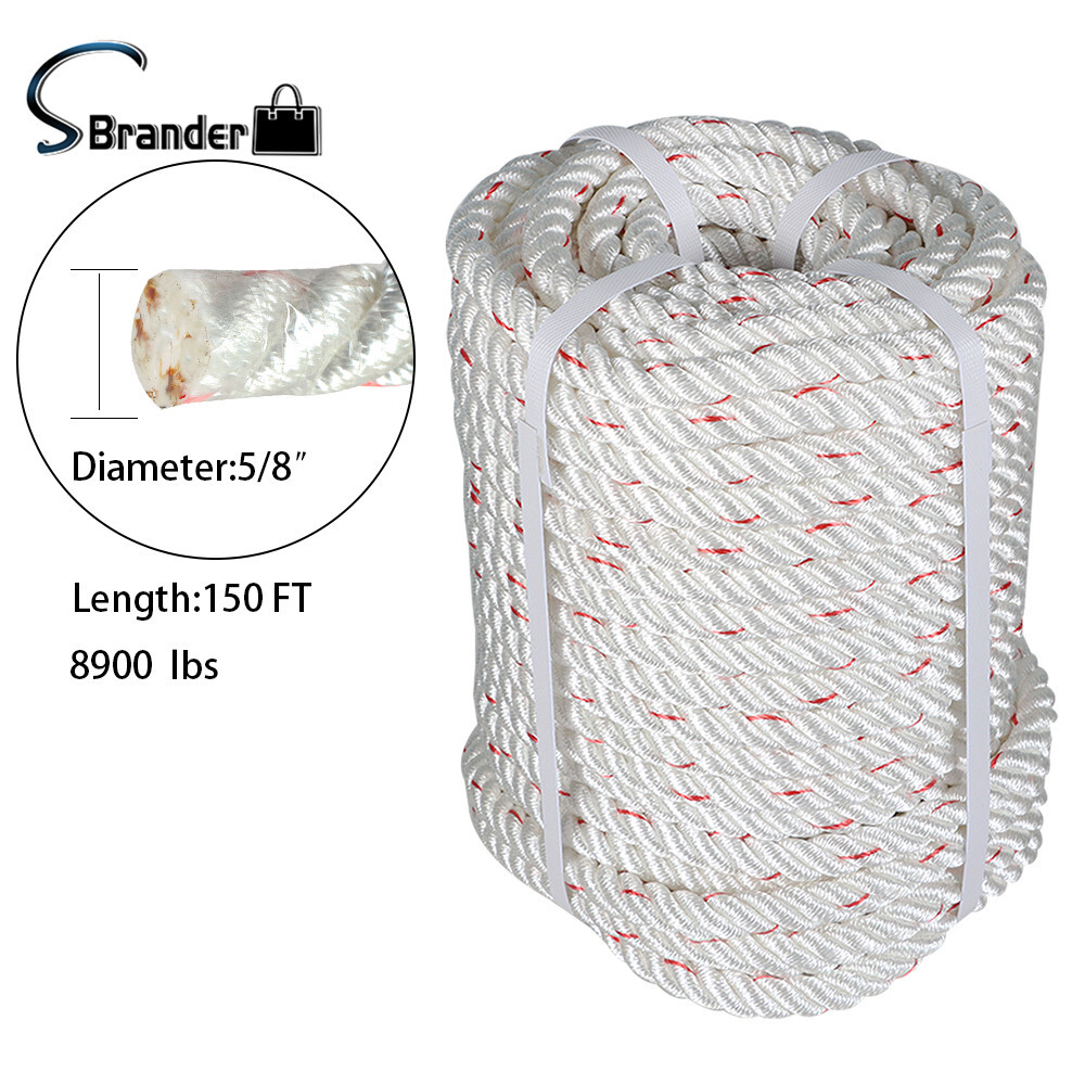 150FT Braid Polyester Rope Rigging Rope 5/8" 8600 lbs Breaking Strength
