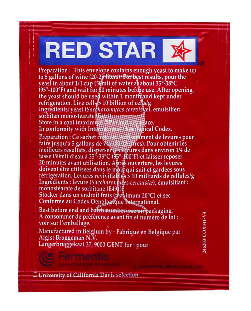 Wine Yeast Red Star Premier Classique Formerly Montrachet For Wine Making x10